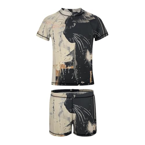 Love Black CatChildren's Casual Swimsuit Set - Simple and Versatile8-10Y（130cm）3