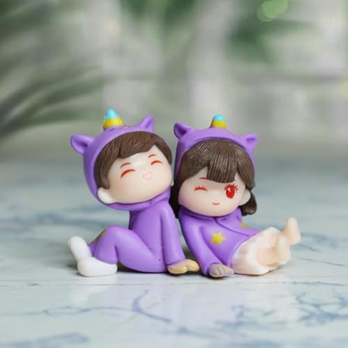 Image of Cute Cartoon Couple Car Dashboard Accessories | Plastic Action Figure Ornament with Balloon | Interior Dashboard Decoration for Car, Home, Office (8 x 4 cm) (Model 4)