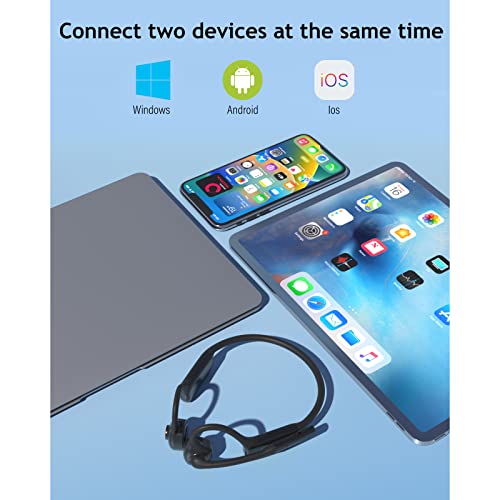 MONODEAL Bone Conduction Headphones with Mic,Open Ear Headphones Wireless Bluetooth 5.1/Mute Function/Multi-Point Capable,Air Conduction Headphones with Noise Canceling Mic,for Driving Home Office