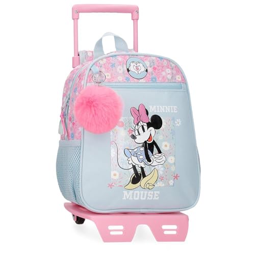 Joumma Disney Minnie Happy Zaino scuola con carrello blu 23 x 28 x 10 cm Poliestere 6,44 L, blu, Taglia unica, Zaino scuola con carrello