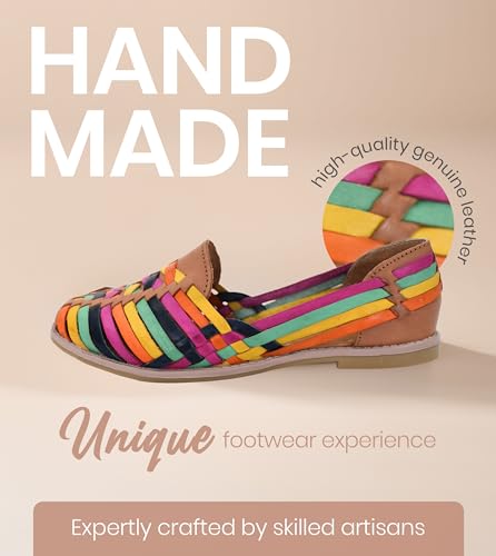 Image of Macarena Collection Leather Sandals for Women | Handmade Mexican Huarache | Woven Slip-On Shoes with Cushioned Insole | Artisan Crafted Genuine Leather