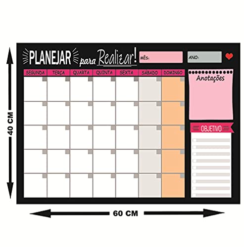 Mural Planejador de Metal Mensal 40x60cm + Caneta
