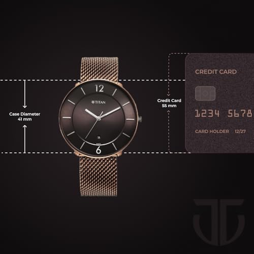 Image of Titan Neo Splash Quartz Analog with Date Black Dial Brown Stainless Steel Strap Watch for Men - NT1849KM04
