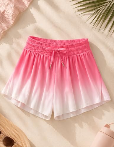 Image of 1 or 3 Pack Girls Flowy Shorts with Spandex Liner & Pocket, 2-in-1 Athletic Butterfly Shorts for Running Dance