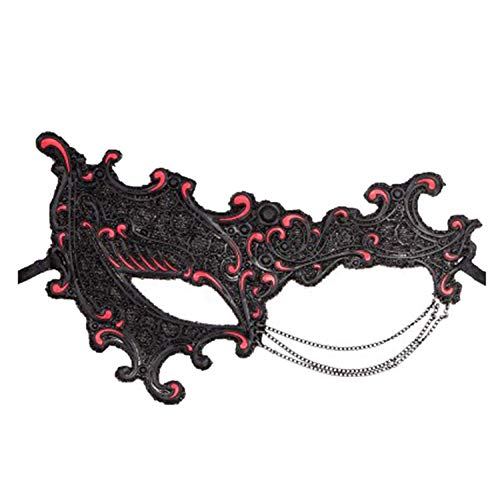CARNIVAL TOYS Demi-masque noir et rouge avec chaine femme - Noir - Taille unique