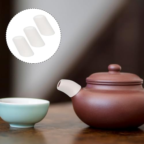 HOMSFOU 3 Stück Teekannen-Auslauf Aus Silikon Teekannen-Auslaufschutz Keramik-Wasserkocher Teekannen-Auslauf-Hülse Weiß Geschirr Edelstahl-Besatz Silikon-Topfdeckel