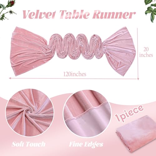 Light Pink Velvet Table Runner 20x120 Inch Luxurious Rustic Boho Runners by SoarDream - Used condition - Image 2