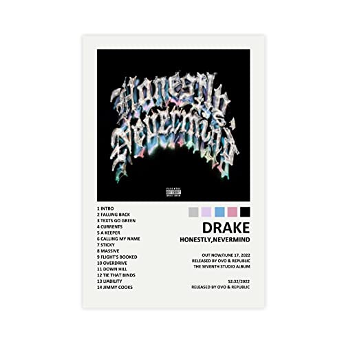 TOBIANG Drake Poster Honestly,Nevermind Music Album Cover Canvas Poster Wall Art Decor Print Picture Paintings for Living Room Bedroom Decoration Unframe: 16x24inch(40x60cm)