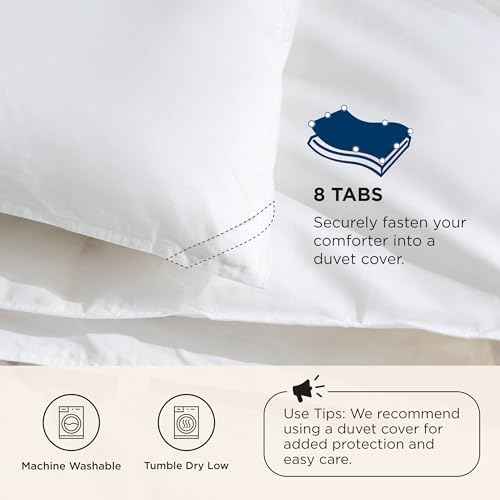 Image of Bedsure Goose Feather Down Comforter California King - All Season Duvet Insert with 8 Corner Tabs, 100% Cotton Fabric Cover, Machine Washable (104x96), White