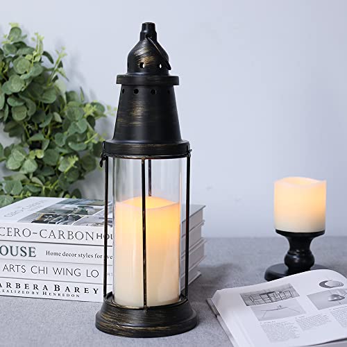 Decorkey Large Size Candle Lantern Decorative, Brozen Lanterns Decor, Indoor Outdoor Farmhouse Candle Holder For Porch Table Decor, Patio, Wedding Party, Easter Spring Gift, No Glass #TOP25