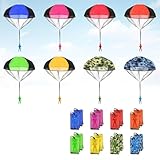 Neikafan Fallschirmspringer Spielzeug 16 Stück Fallschirm Spielzeug Kinder Fallschirm Wurfspiel Kinder Hand Werfen Fallschirm Outdoor Flugspielzeug Parachute Spiele für Draußen Geschenke für Kinder