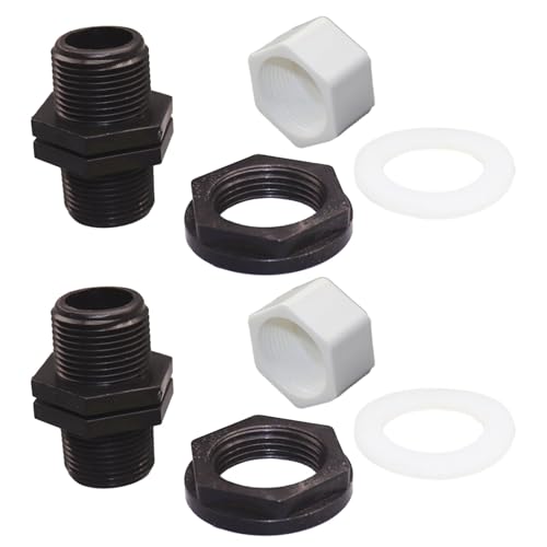 FACAIIO Conector de tope de lluvia de 12 pulgadas con rosca externa, 2 piezas para conexión de tornillo de tanque para tanques de agua, contenedores IBC y barriles de jardín