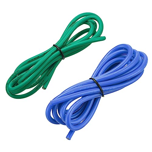 Image of sourcing map 12 Gauge Silicone Wire 12AWG Electrical Wire Stranded Wire Flexible Tinned Copper Wire High Temp Hookup Wire Blue and Green 1.5m/4.92ft for Car Model Electric Appliances 2pcs