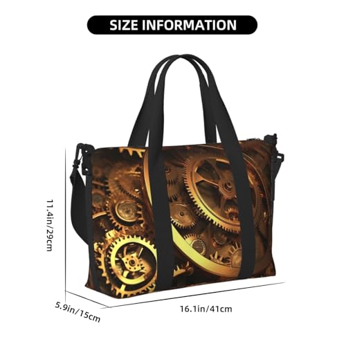 Travel Duffel Bag for Men Gym Bag, Cool Steampunk Gears Luggage Bag with Shoulder Strap, Large Gym Tote Bag for Women, Weekender Overnight Bag, Foldable Carry on Bag for Airplane3