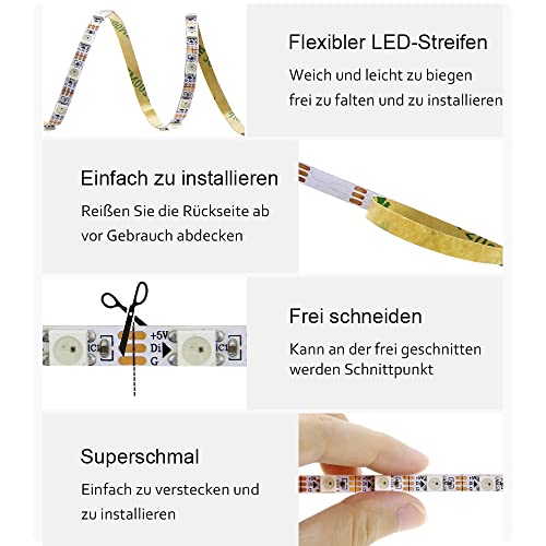 Image of ALITOVE 5mm WS2812B Individually Addressable RGB IC LED Strip Light 6.6ft | DC 5V, Super Narrow 120LEDs WS2812B LED Strip, Programmable Cuttable Pixel Strip, for Home Bedroom Bar Gaiming Decor