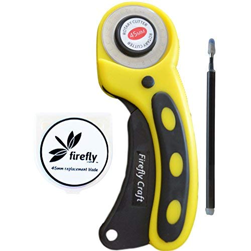 Firefly Craft 45MM Rotary Cutter Set for Fabric or Paper, Yellow