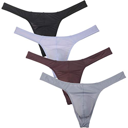OROCOJUCO Men Pouch Silky Thong Comfy Tangas Underwear Mini Briefs Bikini G-string