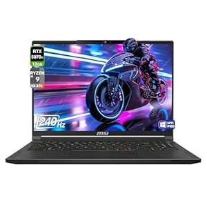 msi Stealth A16 AI+ Gaming Laptop, AMD Ryzen AI 9 HX-370, 32 GB LPDDR5x RAM, 2 TB PCIe SSD, 16" QHD+ (2560x1600) 240Hz, Nvidia G-Force RTX 5070 Ti, RGB Backlit Keyboard, W11 Pro, Core Black