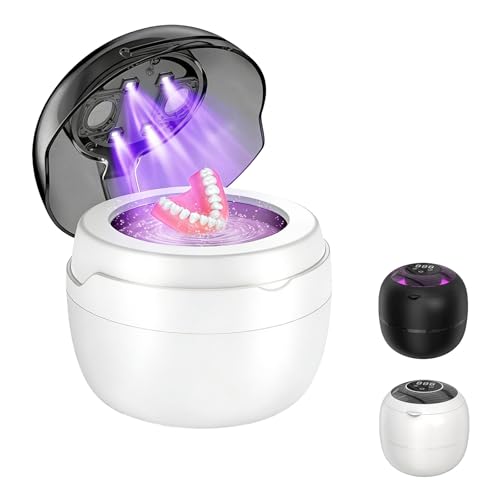 Dentaclean Nettoyeur Ultrasons,Stérilisateur Ultrasonique Uv 42000hz,Nettoyage En Profondeur Sans Produits Chimiques,Pour Gouttières Et Dentiers,Aligneurs,Protège - Dent (Blanc)
