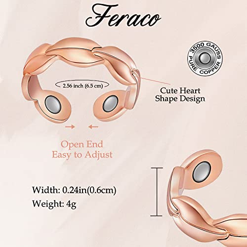 Feraco His Hers Matching Set Necklace For Couples & 3 Pcs Lymphatic Drainage Therapeutic Magnetic Ring Women,Copper Rings For Women For Arthritis And Joint,Lymph Detox Fingers Ring #TOP7