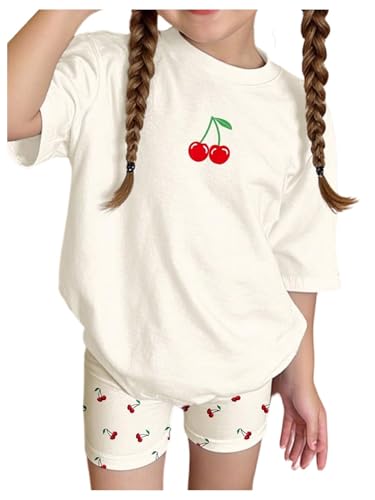 RoseSeek Conjunto de 2 peças de camiseta de manga curta com gola redonda e short de motociclista par