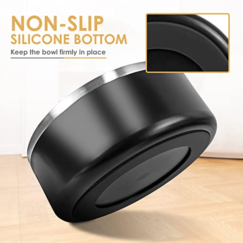 Image of Dog Bowl for Food and Water, 40 Oz Stainless Steel Pet Feeding Bowl, Durable Non-Skid Double Wall Insulated Heavy Duty with Rubber Bottom for Medium Large Sized Dogs Cats (64 Ounces /8 Cup, Black)
