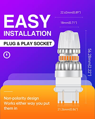Luyed 3157 Led Bulb Amber Yellow Super Bright 3056 3156 3057 3157 Led Light Bulbs Used For Turn Signal Blinker Brake Tail Parking Lights,Newest Design,Pack Of 2 #TOP2