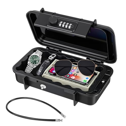 Caja Fuerte Portátil Pequeña con Cable Acero Desmontable 6mm con Combinación SOARFLY de Seguridad