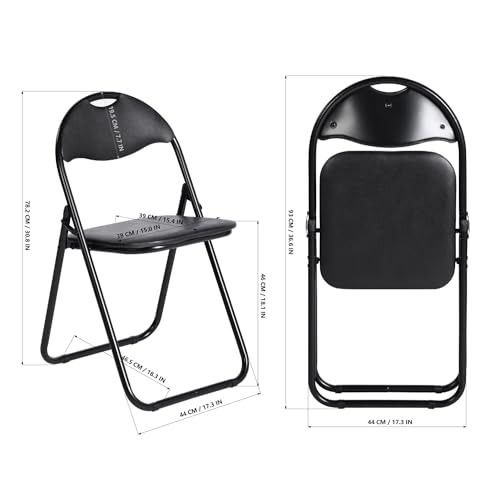 EGGREE 6er-Set Klappstuhl Schwarz Weicher PVC-Sitzmit Metallrahmen und Griffdesign, Tragbarer Campingstuhl mit 120 kg Tragfähigkei Ideal für Camping, Garten, Büro, Entspannung