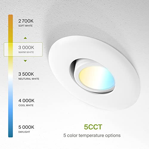 Asd 3 Inch Gimbal Led Recessed Light With Junction Box, 6W 463Lm, 2700K/3000K/3500K/4000K/5000K Adjustable Directional Lighting, Dimmable Rotatable Slim Swivel Spotlight, Ul Energy Star White 12 Pack #TOP5