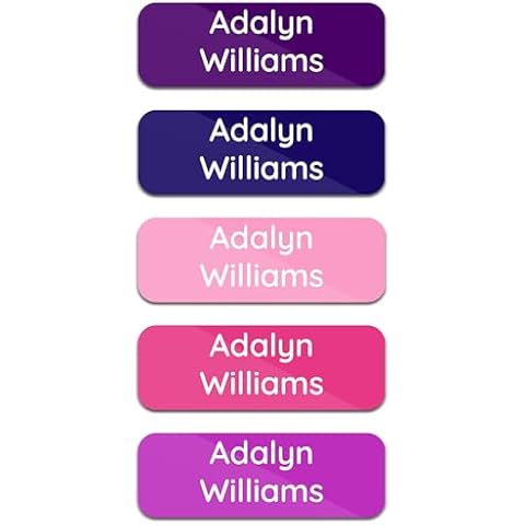 Personalized Daycare Name Labels for Kids (120 Labels) Custom Name Tag Clothing Labels - Waterproof Name Stickers for Clothing Tags, Bottles, Backpacks and School Supplies (Berry) Cover