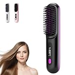 Go Brush Pro,Cordless Hair Straightener Brush,Portable Straightener Brushs for Hairs Styling,Rechargeable Heated Styling Brushes for Travel &Daily,Hair-Friendly & Long-Lasting Design (Black)