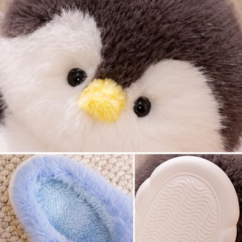 Cute Penguin Plush Slippers Animal Stuff Winter Home Slippers Cozy Furry Fluffy Soft Fleece Indoor House Shoes for Bedroom3