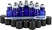 Vivaplex, 12, Cobalt Blue, 3 ml Glass Roll-on Bottles with Stainless Steel Roller Balls - Dropper included ...