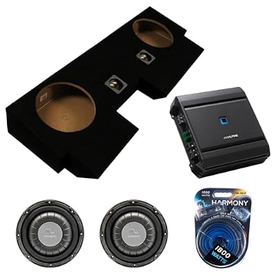 American Sound Connection Compatible with 2019-2025 Jeep Gladiator HA-F104 Dual 10" Subwoofer 700W Loaded Sealed Sub Box Enclosure Bundle | S2-A60M 600W Amplifier, 4GA Amp Wiring Kit