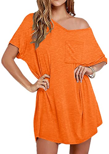 Image of Ekouaer Womens Tshirt Nightgown Cotton V Neck Sleepshirts Comfy Casual Nightshirt for Women