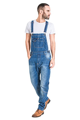 USKEES Hombre Peto Corte Loose - Stonewash Overol de Mezclilla Vaquero DANNY2NEWLIGHT-36W