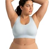 Under Control Plus Size Sports Bras for Women High Support Large Bust Racerback Padded White Black Sport Bra Yoga Workout Bra (US, Cup Band, 2X, 44, Glacier Grey)