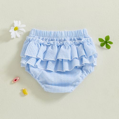 DSORVICD Newborn Baby Girl Diaper Cover Striped/Plaid Print Ruffle Bloomers Summer Infant Panties Shorts2