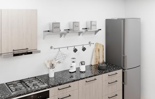 Image of AmGood 08 inch Width x 16 inch Length | Stainless Steel Wall Shelf | Square Edge | Metal Shelving | Heavy Duty | Commercial Grade | Wall Mount | NSF Certified