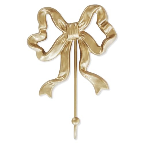Image of Single Bow Hook,Wall Mounted Functional Hook,Antique Gold Cast Iron Hooks for Coats,Hats,Bags, Bath Towels,Room Decorations,Hallway,Bathroom,Kitchen,Office (Large Single Bow Hooks:5x7.3 inches)