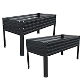 DIIYIV 2PCS Galvanized Raised Garden Bed with Legs,48×24×30in Black