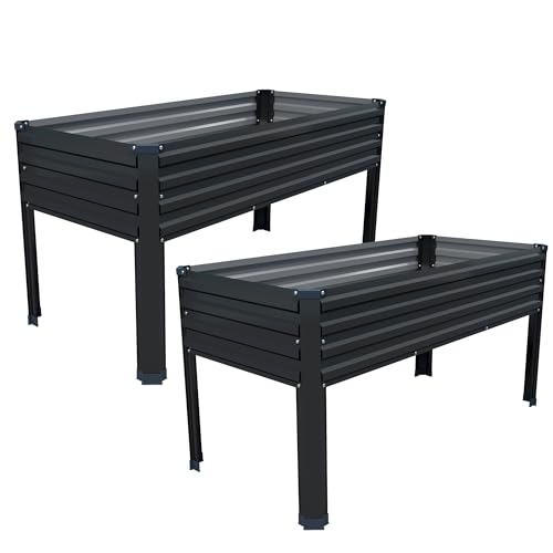 DIIYIV Galvanized Raised Garden Bed with Legs,2PCS 48×24×30in Elevated Planter