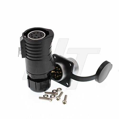 HangTon Connect LP20 9 Pin Power Waterproof Female Plug Male Panel Mount Socket for Automotive Marine Industrial Devices, Charger Port, 500 Volt 5 Amp