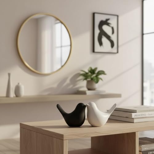 Image of Ceramic Birds Figurines Ceramic Blessing Birds Figurine Home Decorations Accessories Set of 2 (White & Black)