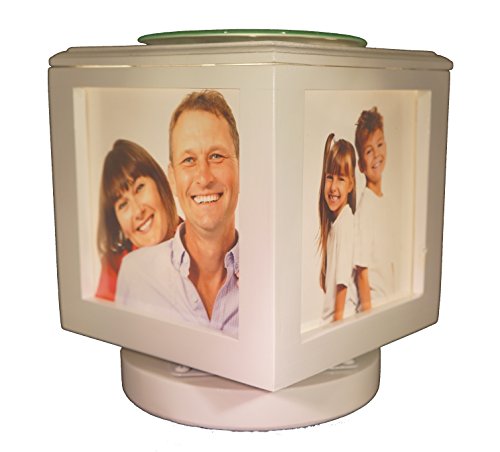 Memory Box Picture Frame Lamp and Electric Wickless Candle Wax Melt Warmer or Oil Burner Combo - Add Your Own Photos! (White Lamp No Photos)