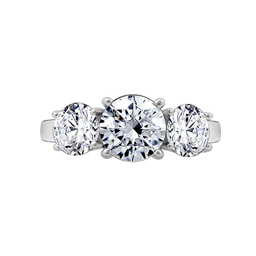Amazon Collection Platinum-Plated Sterling Silver Round 3-Stone Ring Made With Infinite Elements Cubic Zirconia (4 Cttw), Size 7 #TOP1