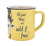 Inhalt ca. 400 ml infinite by GEDA LABELS (INFKH) 13701 Vintage Tiere Giraffe Emaille-Optik Tasse, Porzellantasse, Kaffeetasse, Gelb