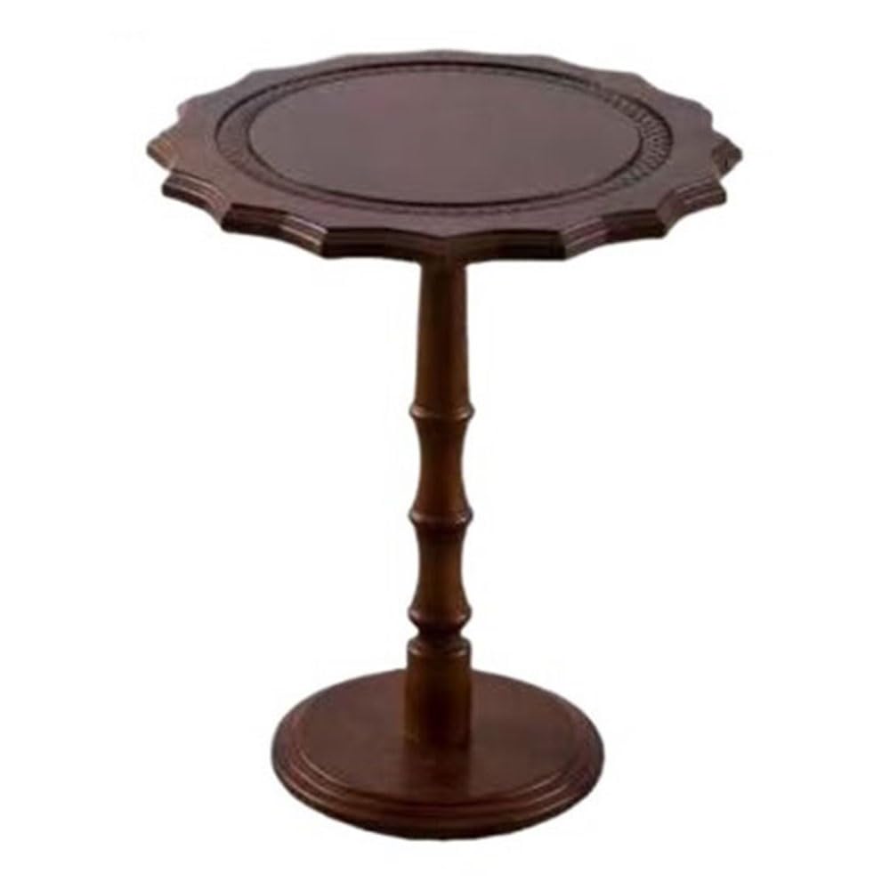 ZTHYSHOZ Coffee Table Vintage Country Style Carved Round Sofa Side Table Leisure Coffee Dessert Corner(Small)