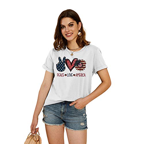 Cicy Bell Women's American Flag Shirt Short Sleeve Summer Cute Sunflower Graphic Tees Patriotic T-Shirts #TOP1